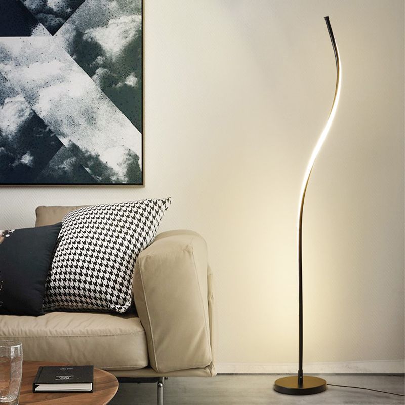 Modern Style Strip Shape Floor Lighting Metal 1 Light Floor Lamp for Dining Room