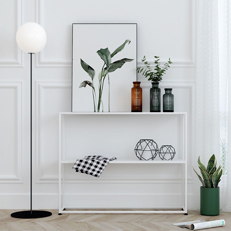 Contemporary Iron Console Table with Storage Shelf and Frame Base