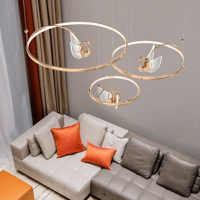 Tiered Metal Circle Ceiling Pendant Contemporary Ceiling Lighting Fixtures