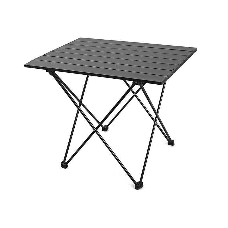 Metal Camping Table Contemporary Black Rectangle Foldable Table