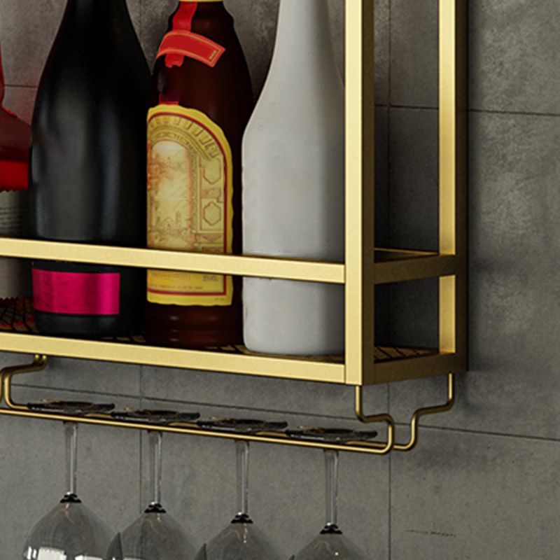 Metal Wine Rack Wine Wall Mounted Bottle & Glass Rack without Light for Dining Room