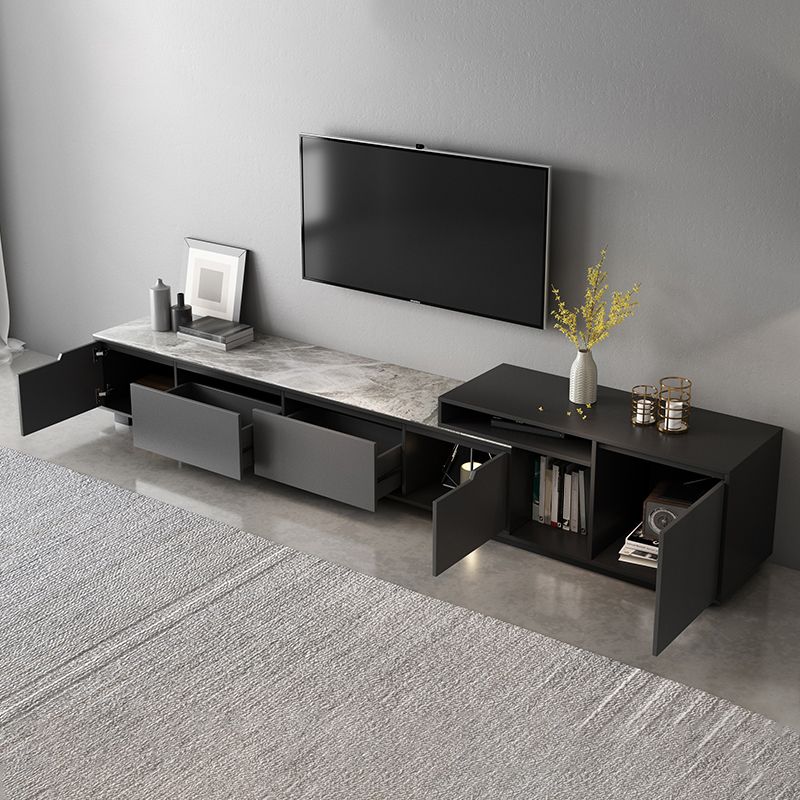 Modern TV Stand With Glide Drawer , Grey , TV Cabinet with Storage