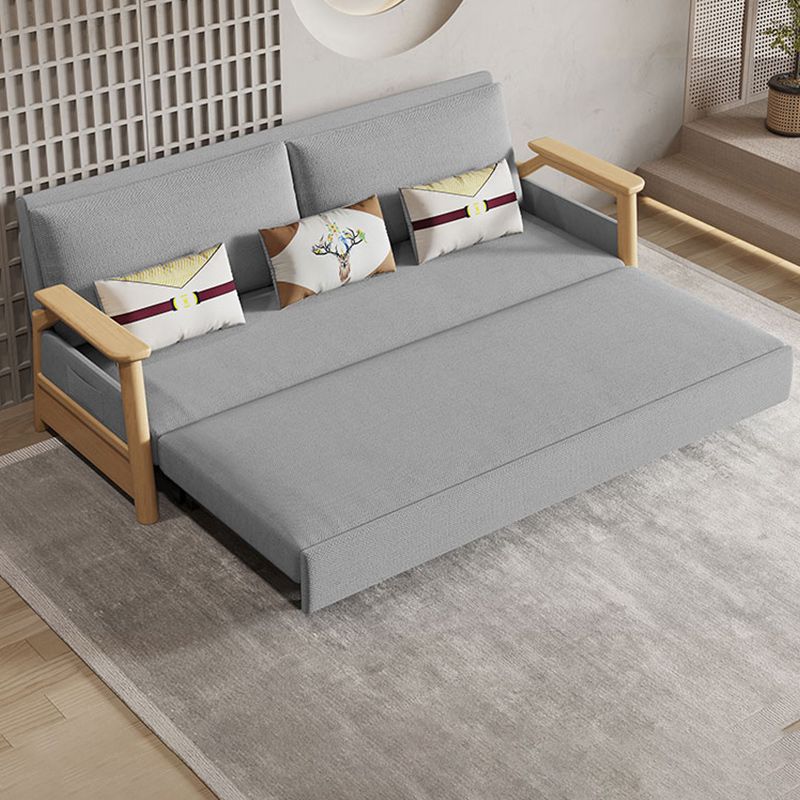 Scandinavian Gray Futon Sleeper Sofa Square Arms Futon and Mattress