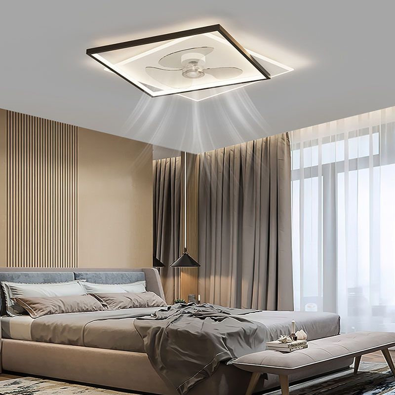 Golden/Black Contemporary Ceiling Fan Lamp LED Ceiling Fan Light for Bedroom