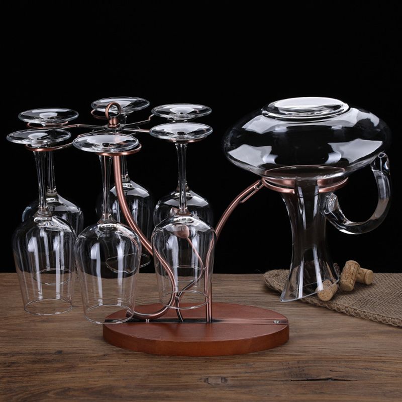 Contemporary Tabletop Wine Glass Rack Metal and Wood Glass Rack