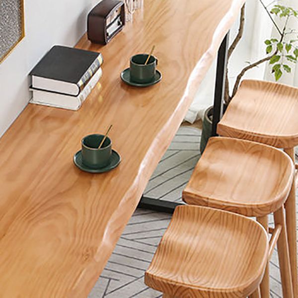 Wood Bar Dining Table Industrial Rectangle Bar Table with Double Pedestal for Dining Room