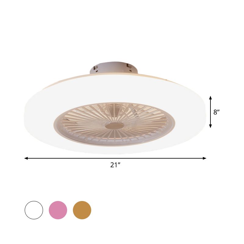 Éclair de plafond de beignet en acrylique Lémier de salon simple LED semi-fluste la lampe montée en vigueur en blanc / rose / jaune, 21 "de large