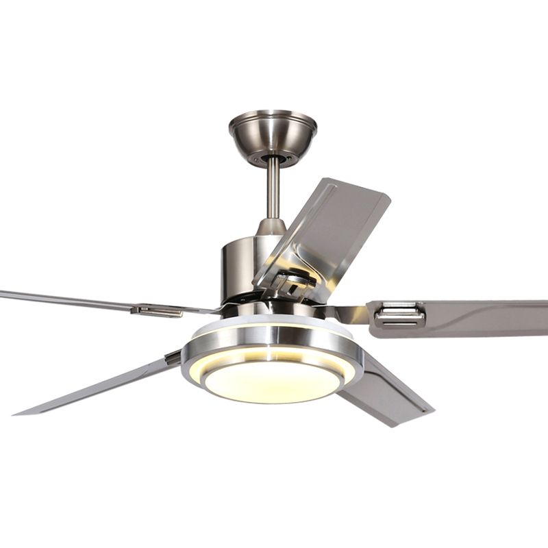 Modern 5-Blade Ceiling Fan Lighting with Stainless Steel for Dining Room