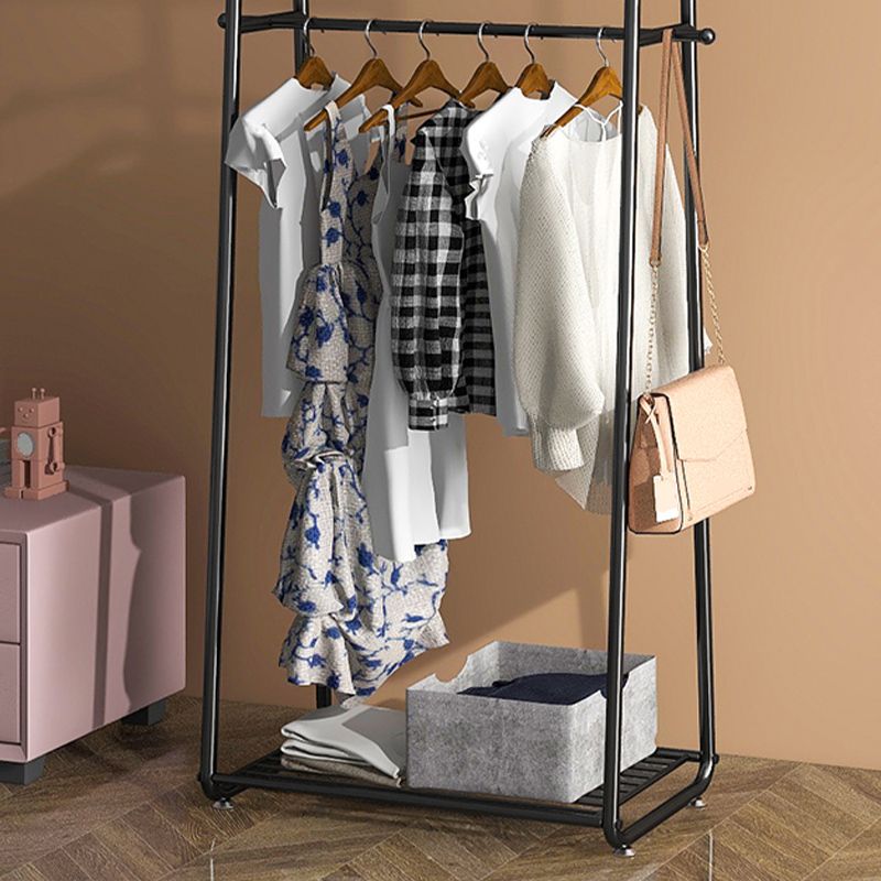 Glam Coat Rack Metal Framed Hanging Rail and Lower Shelf Coat Hanger