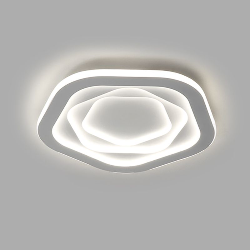 Modern LED Ceiling Flush Mount Matte White Iron and Acrylic Geometric Flush