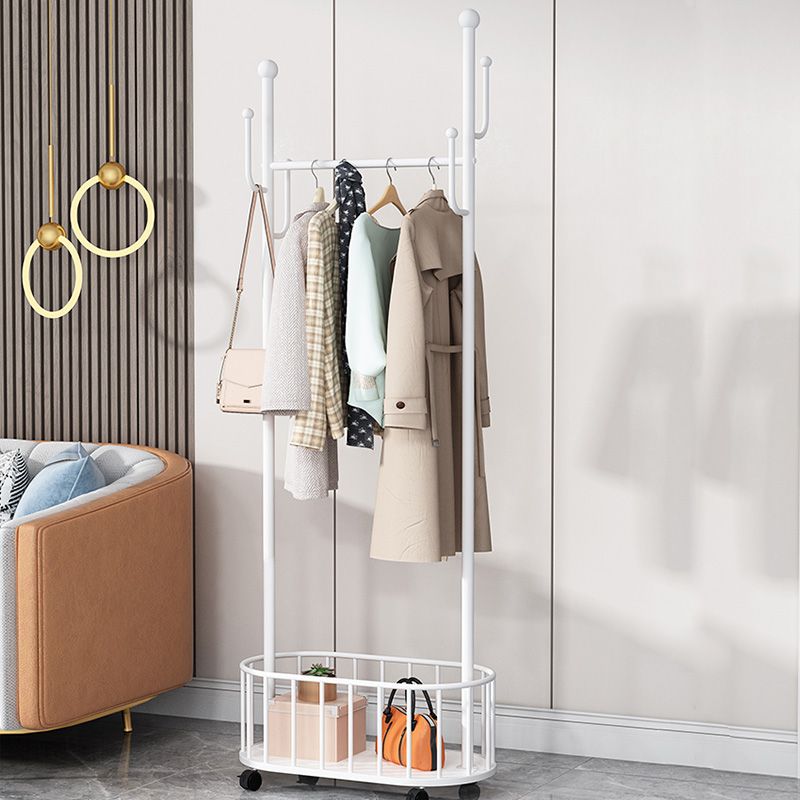 Modern Coat Rack Free Standing Hooks Design Metallic Coat Hanger with Universal Wheel