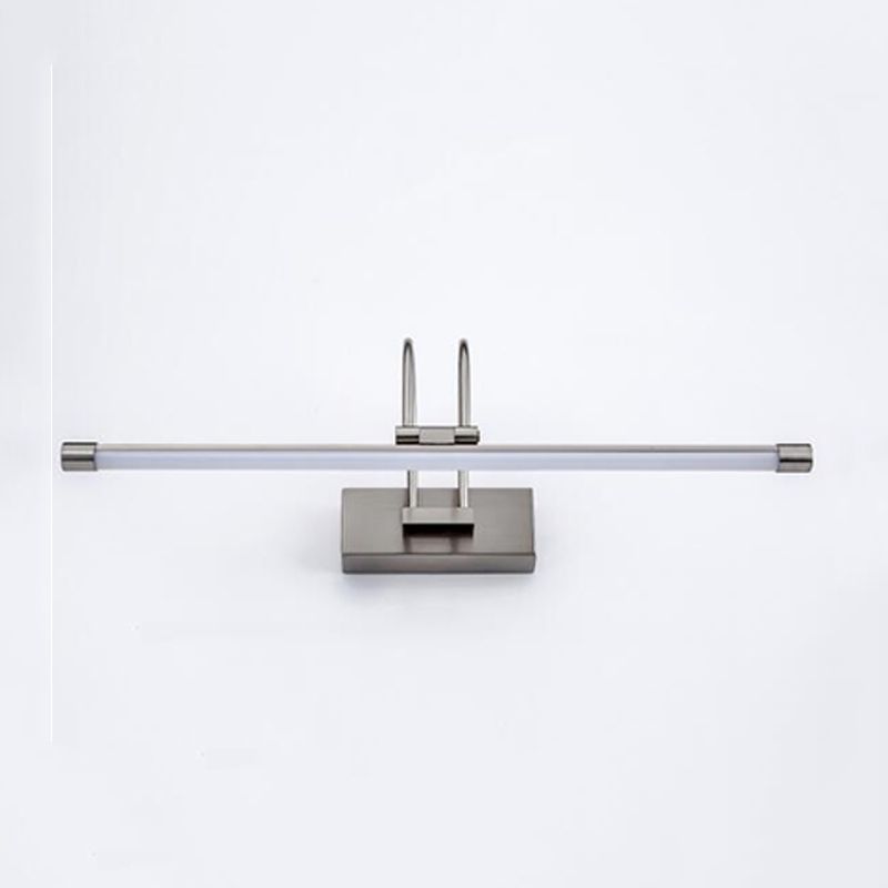 Modern Linear Wall Light Fixture Metal 1 Light LED Mirror Light for Bathroom in Silver