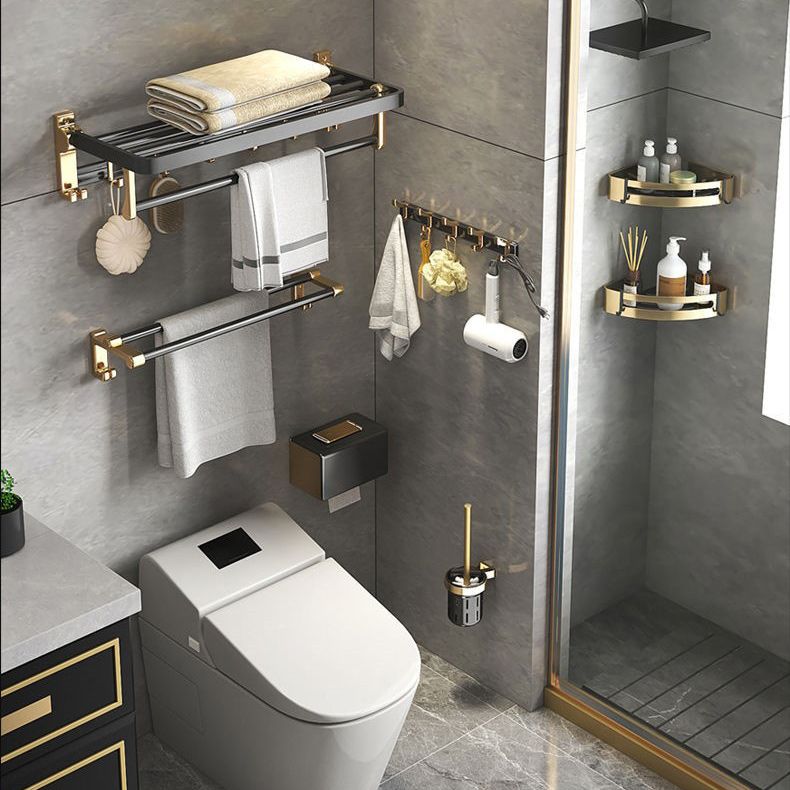 Contemporary Metal 6-Piece Bathroom Accessory Set with Bath Shelf