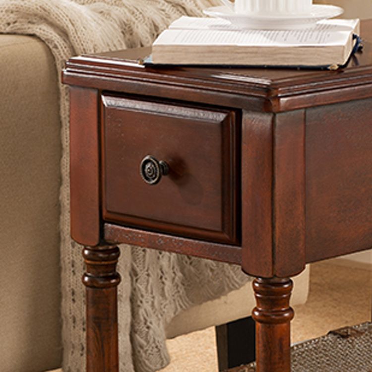 Modernistic Rectangular Side Table Solid Wood 4 Legs End Table