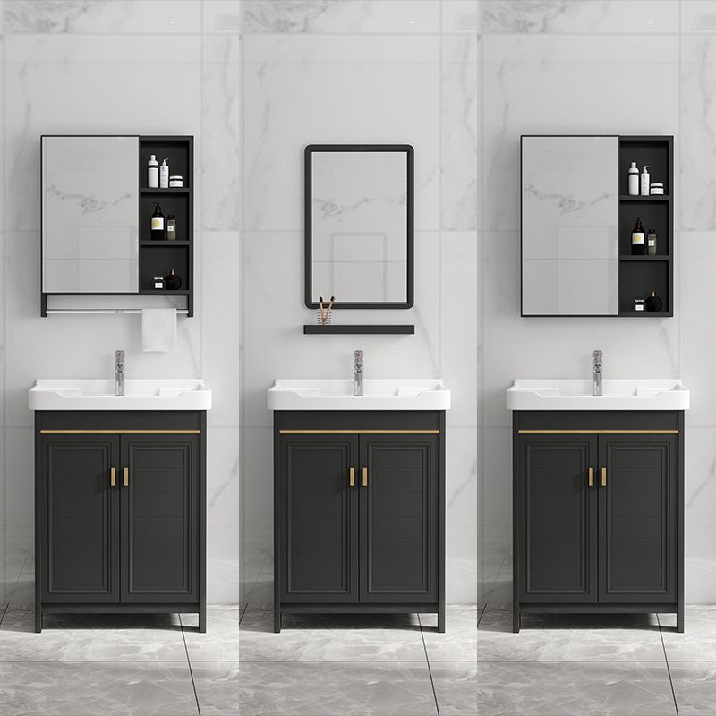 Free Standing Vanity Sink Ceramic Sink Drawers Faucet Vanity Set with Mirror