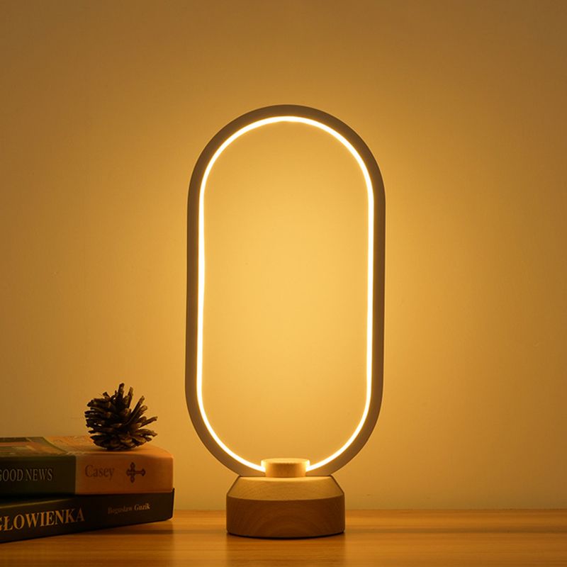 Lampe de table à 1 lumière moderne avec table linéaire de port USB pour chambre à coucher