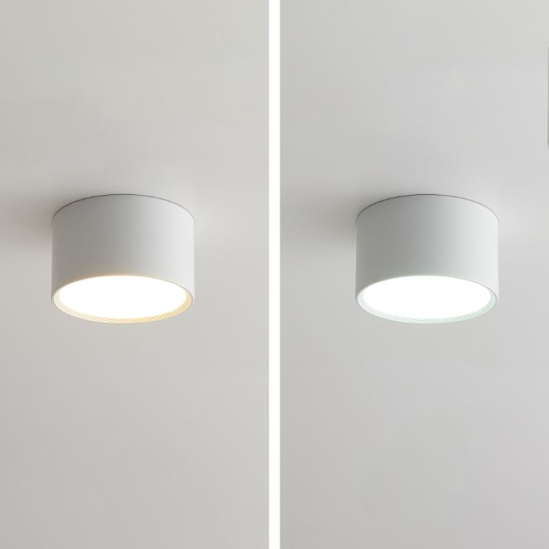 LED Modern Metal Flush Mount Cylinder Shape Ceiling Light with Acrylic Shade for Bedroom