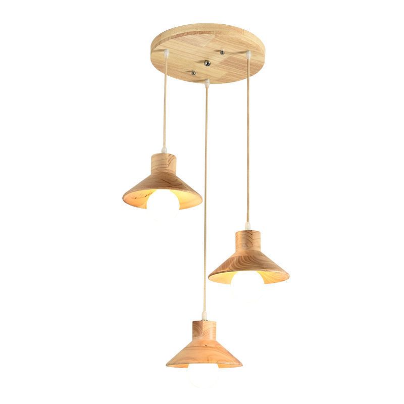 Geometric Pendant Light Fixture Nordic Wooden Hanging Pendant for Bedroom