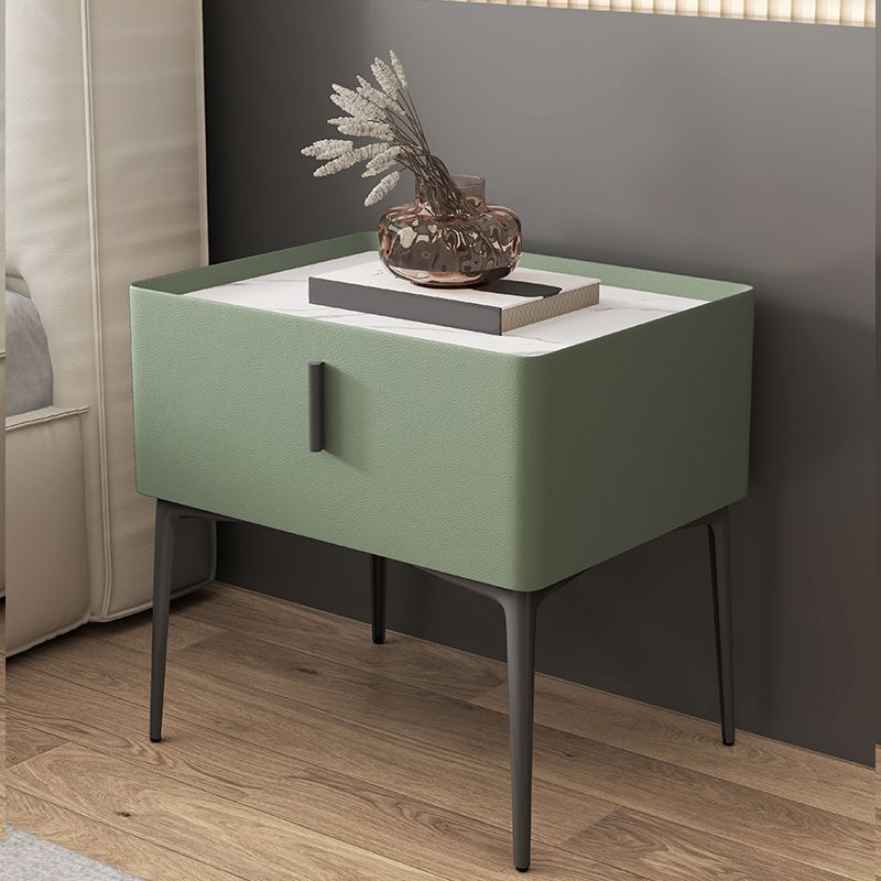 Modern Slate Nightstand Lower Shelf Bedside Cabinet with Drawer for Bedroom