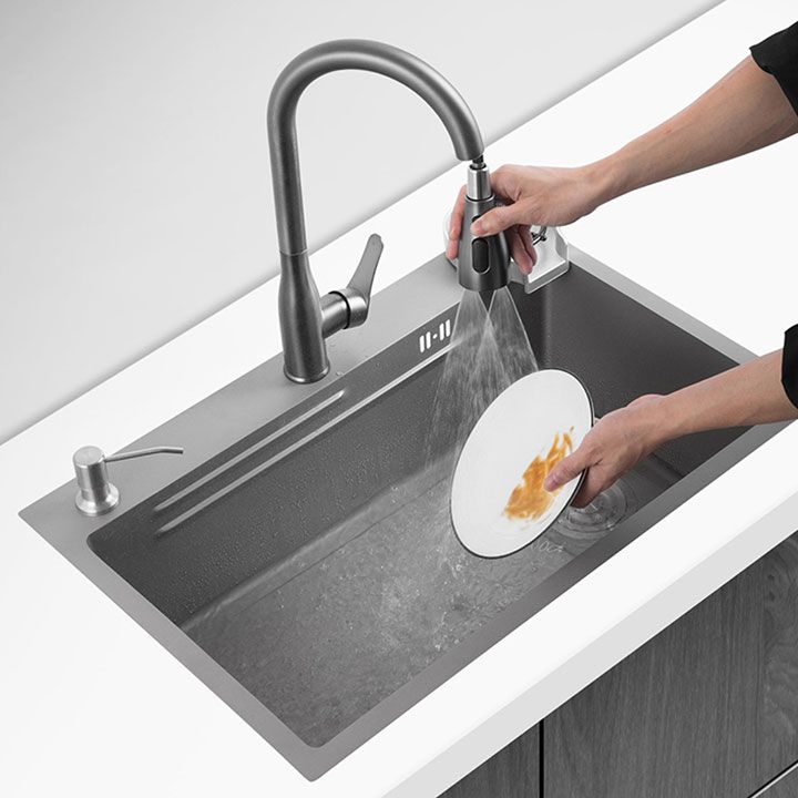 Contemporary Style Kitchen Sink Single Bowl Kitchen Sink with Rectangle Shape