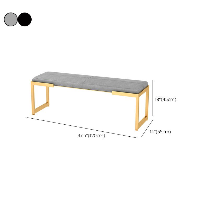 Contemporary Upholstered Bench Bedroom Rectangle Bench with Metal Legs