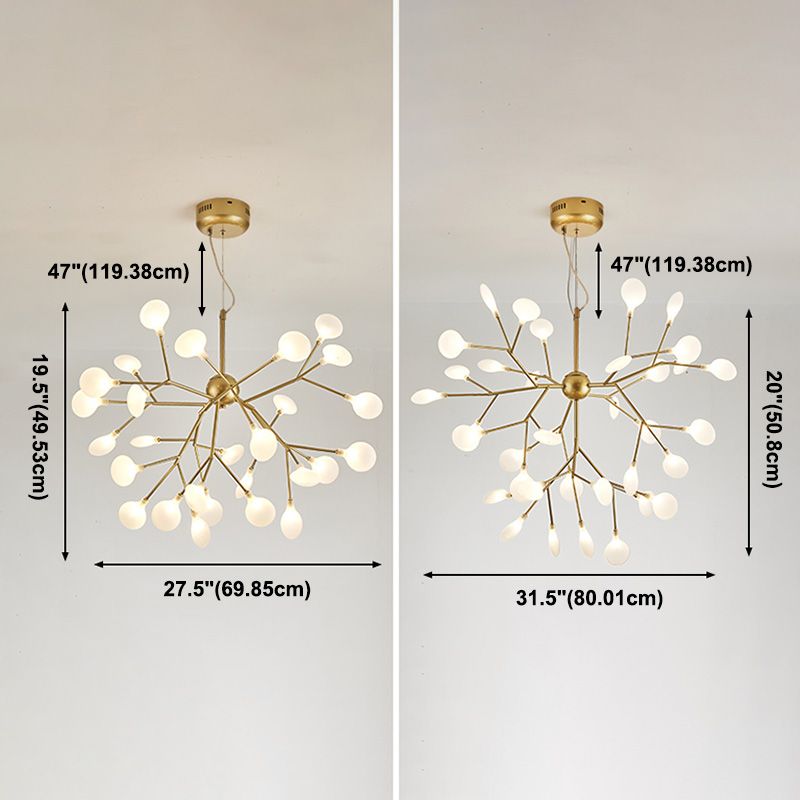 Chandelier Gold Firefly Chandelier Motal Multi Lights Plafond Chandelier pour le salon