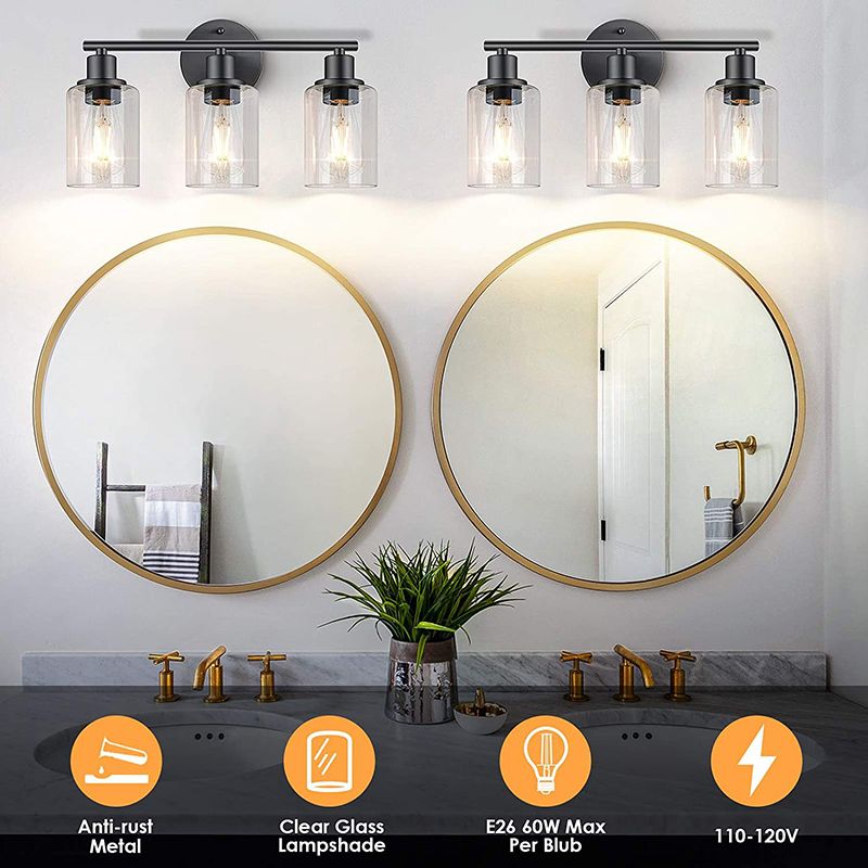 3 luces Clear Glass Wall Lightsing Light Cilindro Industrial Cylinder Wall Monte Light para el baño