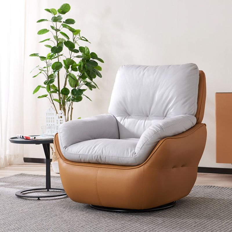 Contemporary Wingback Recliner Solid Color Metal Indoor Swivel Base Reclining