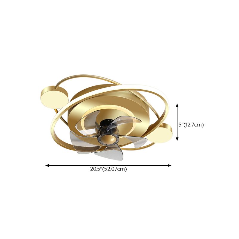 Oval LED Polished Gold Fan Mount Metal and Acrylic Contemporary Ceiling Fan