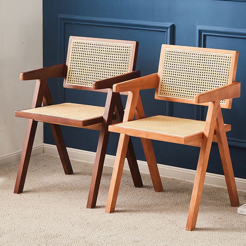 Solid Wood Dining Chairs Modern Kitchen Side Chairs with Arm