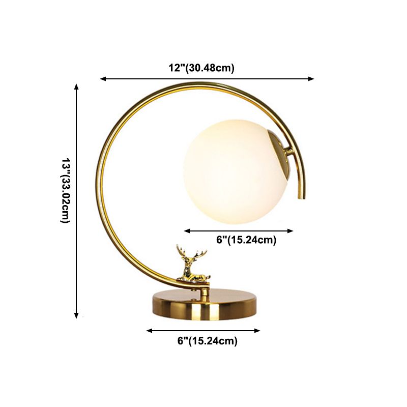 Modern Night Table Lamps Sphere Glass 1 Light Nightstand Lamp in Gold for Bedroom