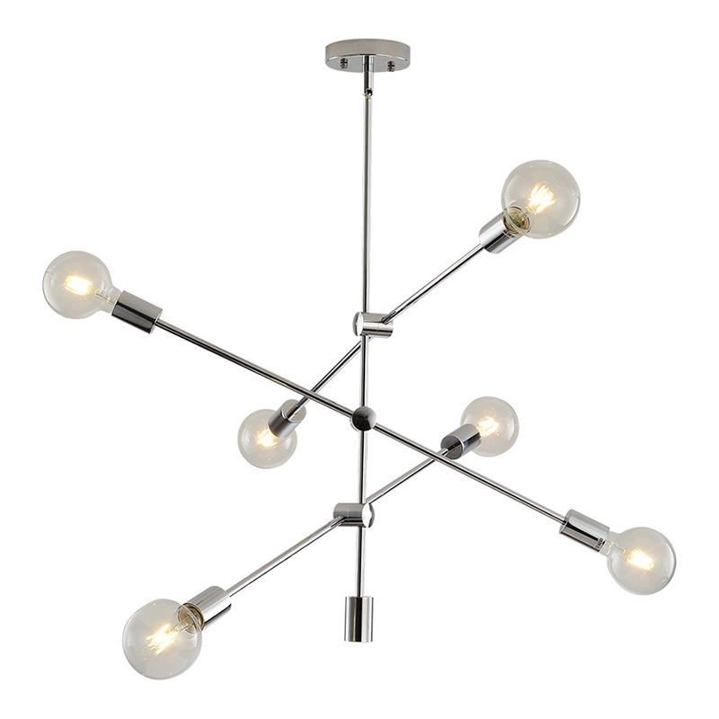 Chrome Nordic Style Minimalism Chandelier Arm Adjustable 6-lights Molecular Shaped Metal Hanging Light