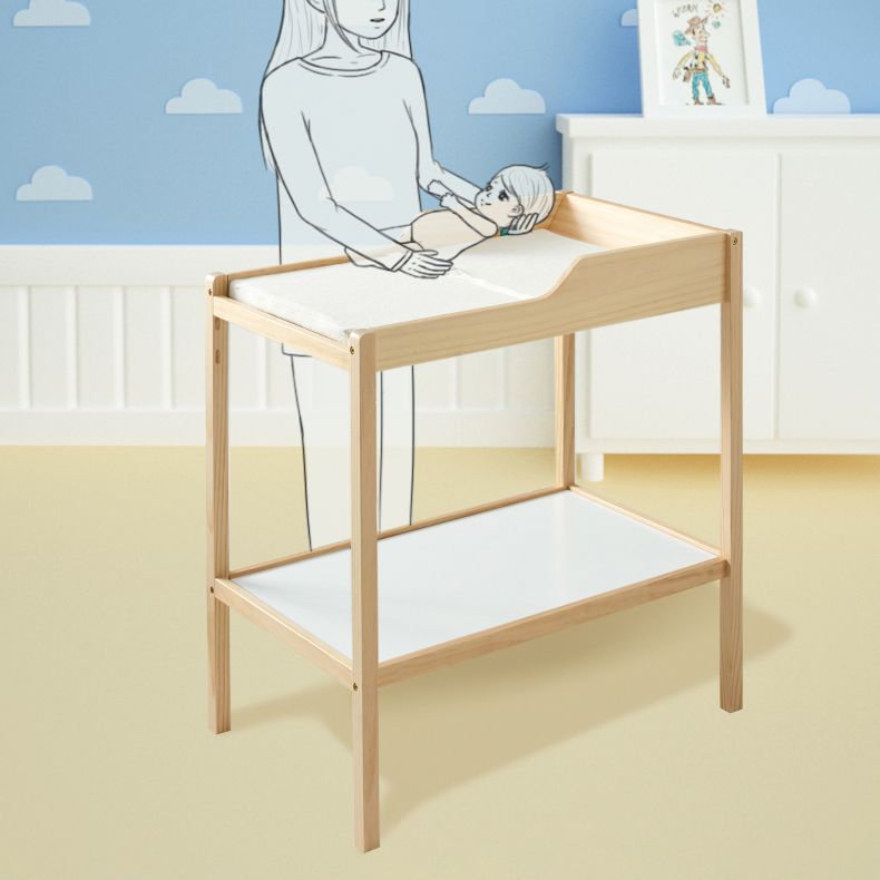 Wooden Baby Changing Table Flat Top Changing Table with Safety Rails