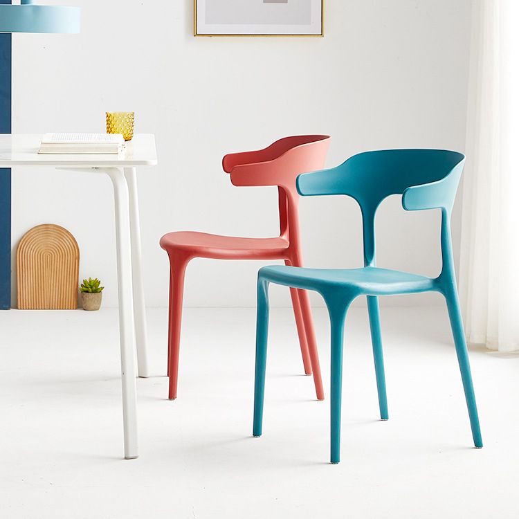 Contemporary Plastic Home Dining Side Chair Open Back Stacking Side Chair