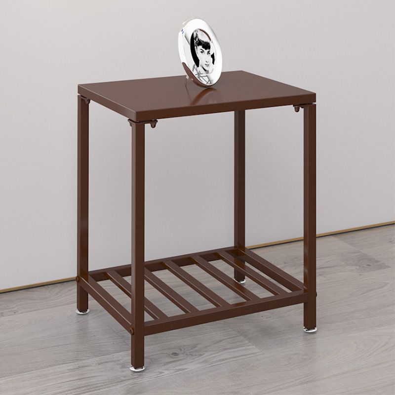 Modern Open Storage Nightstand Metal Night Table with Shelves