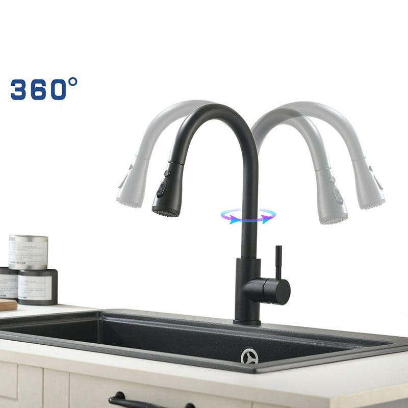 Modern Kitchen Faucet Stainless Steel Single Handle High Arc Retractable Kitchen Faucet