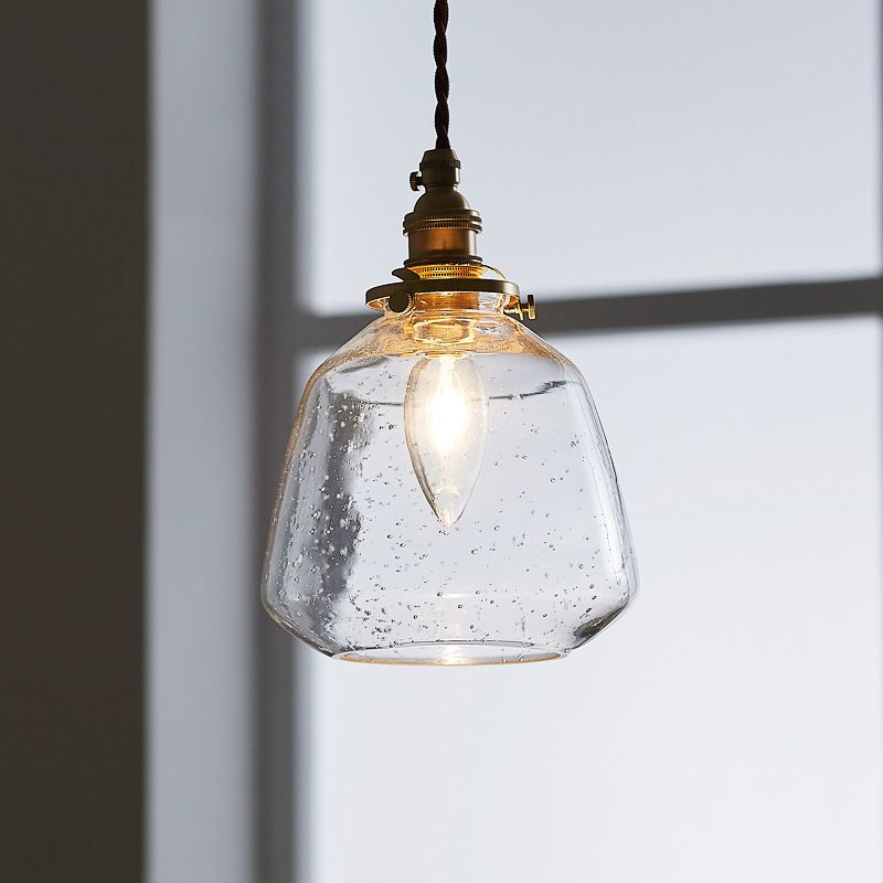 Tapered Bubbled Glass Hanging Light Simplicity 1 Bulb Restaurant Pendant Light Fixture