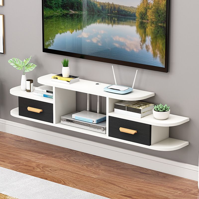 Modern Faux Wood TV Stand Console Wall-mounted TV Media Stand for Living Room