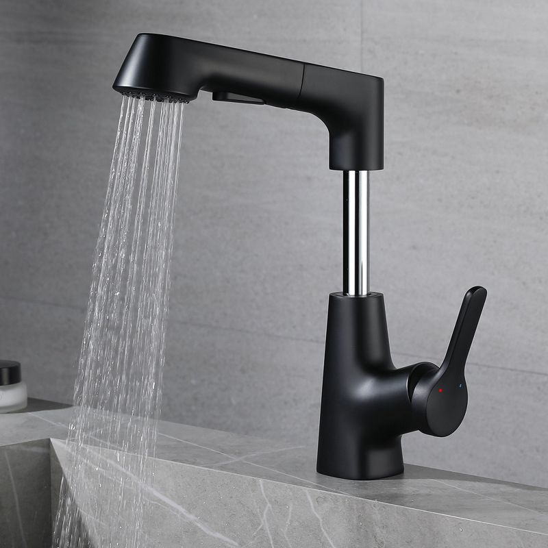 Modern Style Retractable Vessel Faucet Single Handle Copper Vessel Faucet for Bathroom