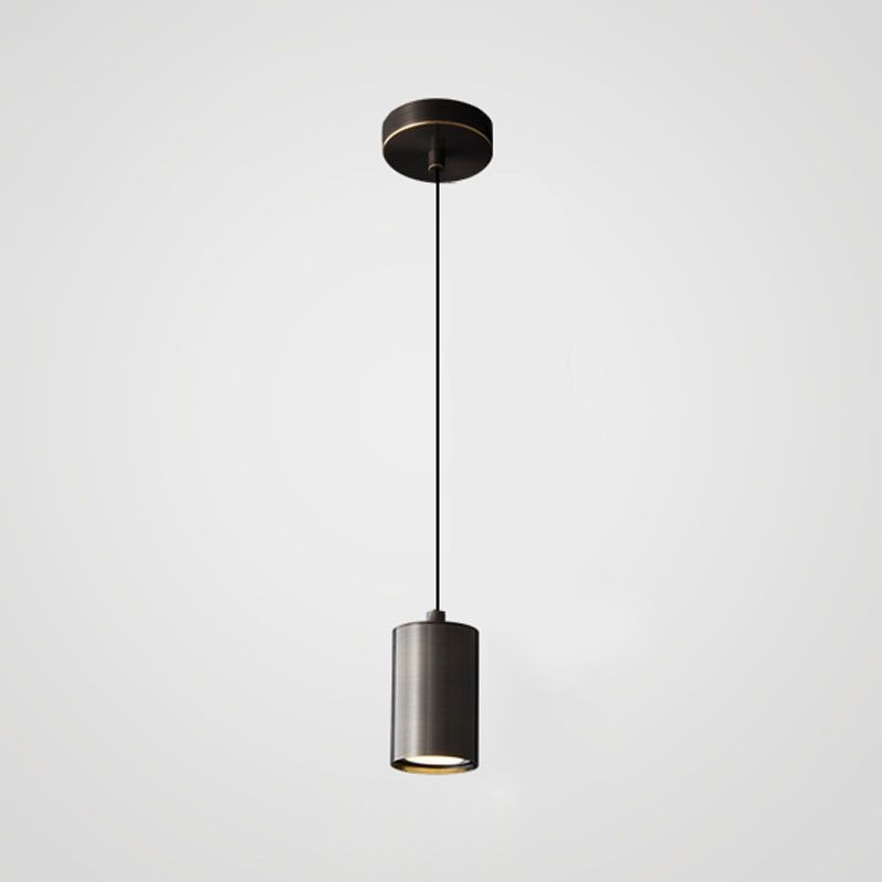 Lampe suspendue à cylindre minimaliste, pendentif en métal moderne pour chambre à coucher