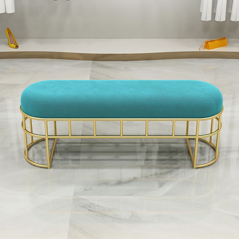 13.8" Wide Modern Seating Bench Solid Color Oval Entryway Bench