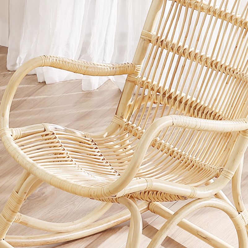 Natural Rattan Rocking Accent Chair Contemporary Reclining Rocker Chair for Living Room