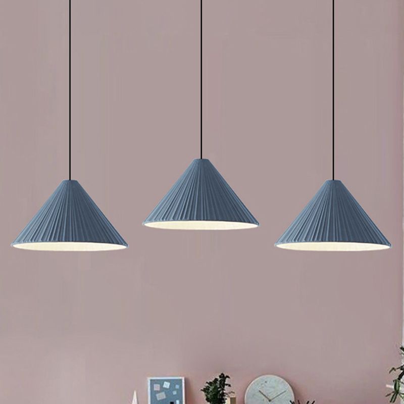 Nordic Style Fold Cone Pendant Light 1 Head Resin Hanging Light for Cafe Restaurant