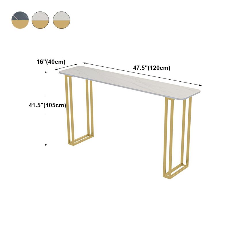 Modern Marble Counter Table with Rectangle Table Top Sled Table - 42" H