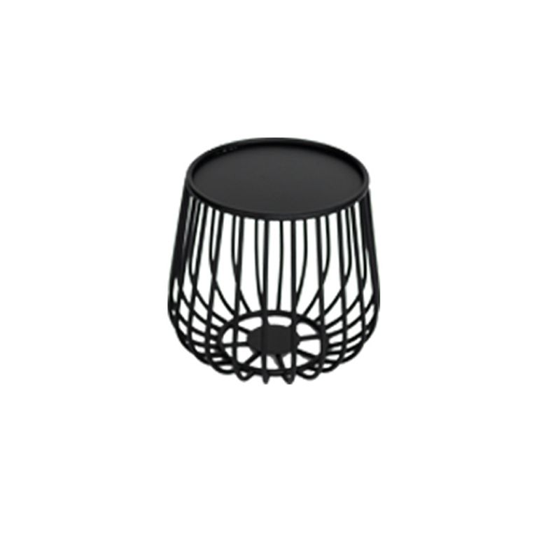 Tray Top Iron Coffee Table Round Metel Cocktail Table in Black