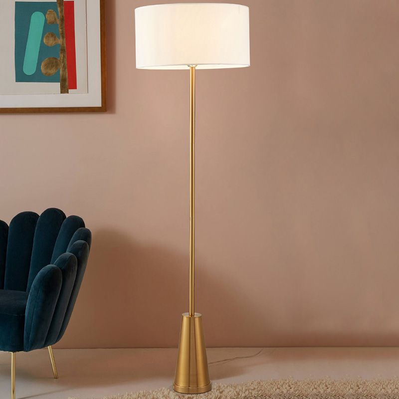 1-Light Floor Lighting Simplicity Drum Shaped Fabric Standing Lamp for Living Room