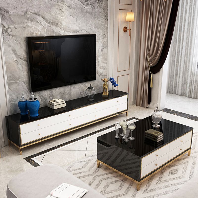 Enclosed Storage TV Media Console Glam Media Console with Drawers