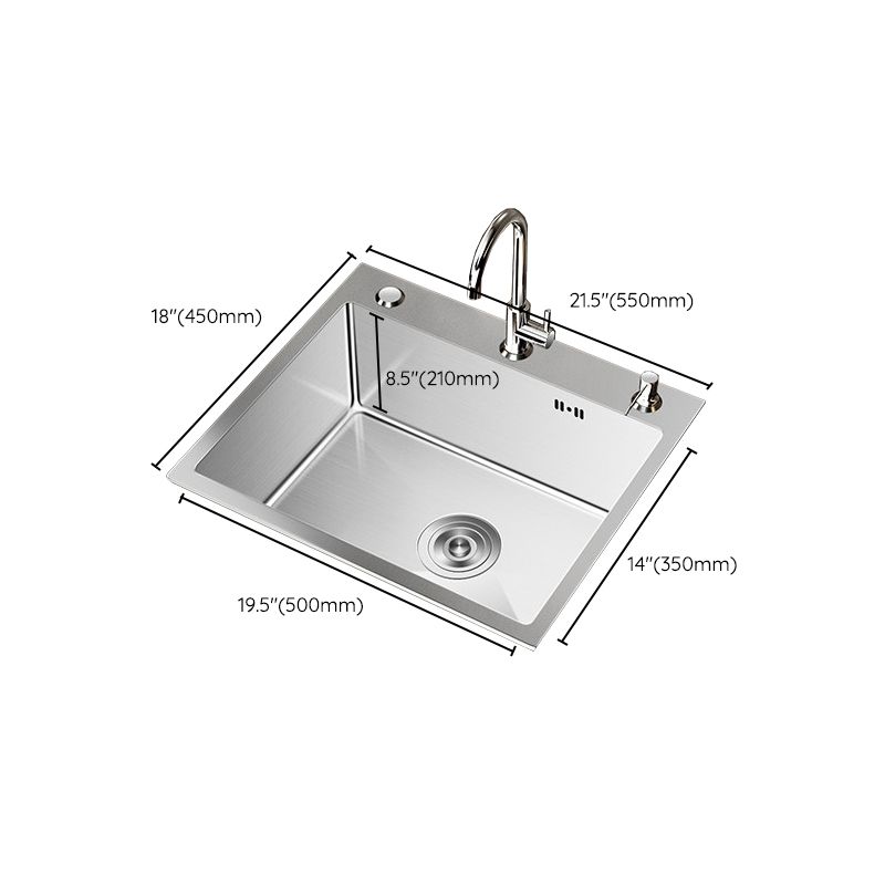 Stainless Steel Drop-In Kitchen Sink Single Bowl Sink with 3 Holes