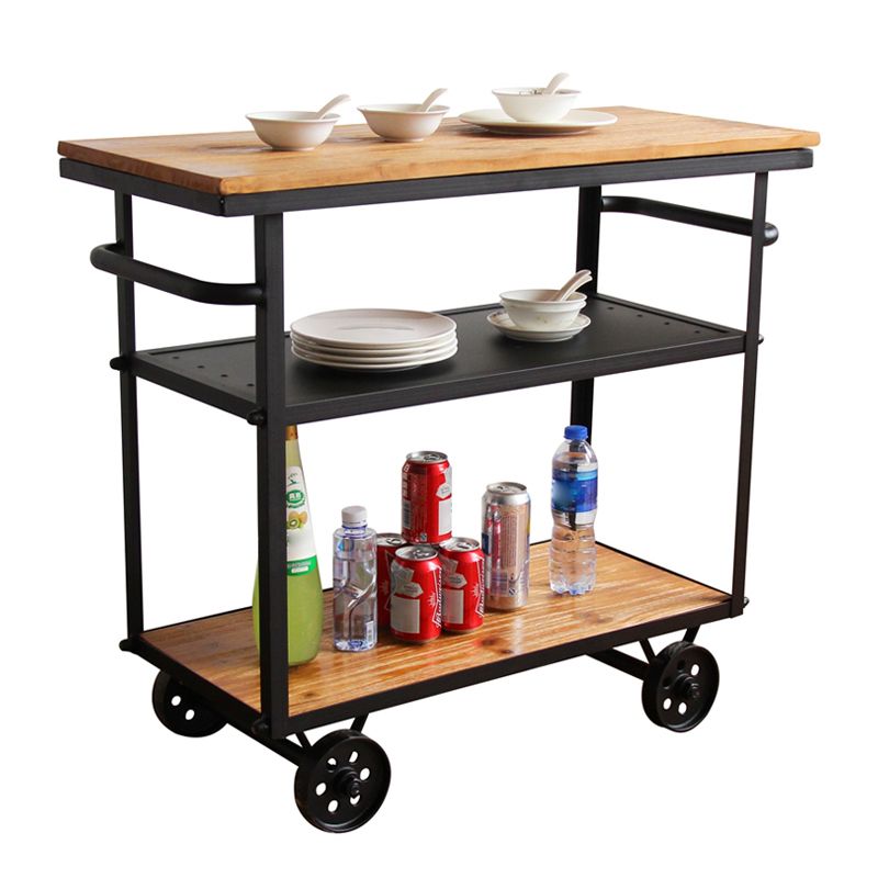 Rolling Prep Table Modern Wood Rectangular Prep Table for Dining Room