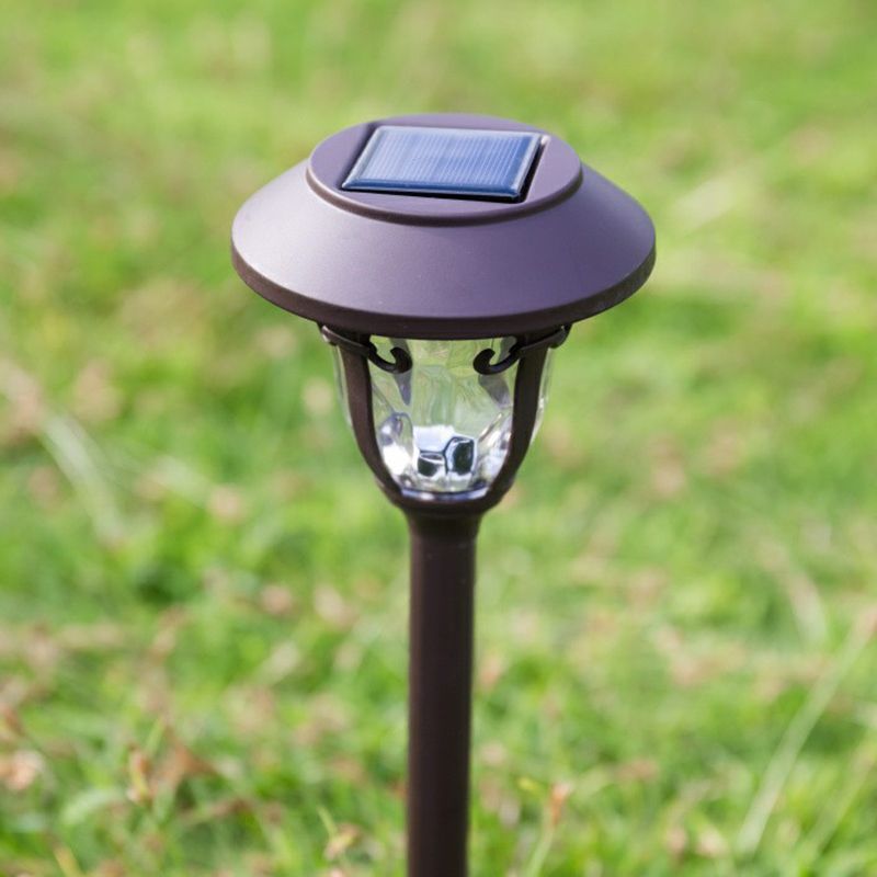 Clear Beveled Glass Bell Landscape Lamp Vintage Coffee LED Stake Lighting for Patio